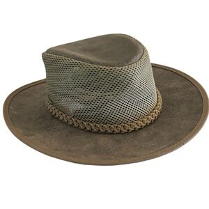 Aussie Soaker Breezer suede Mesh hat ventilation wide brim sun protection sz S